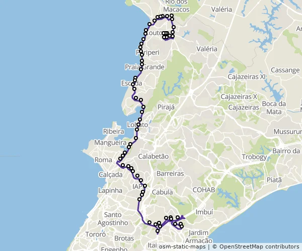 Mapa do itinerário da linha