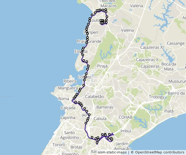 Mapa do itinerário da linha