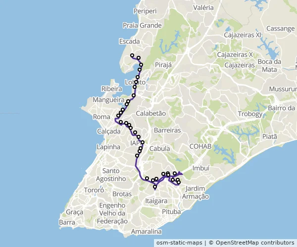 Mapa do itinerário da linha