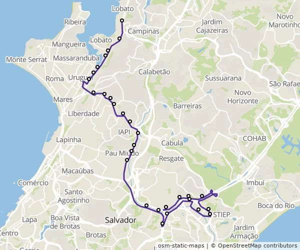 Mapa do itinerário da linha
