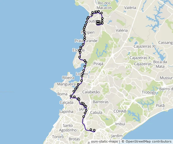 Mapa do itinerário da linha