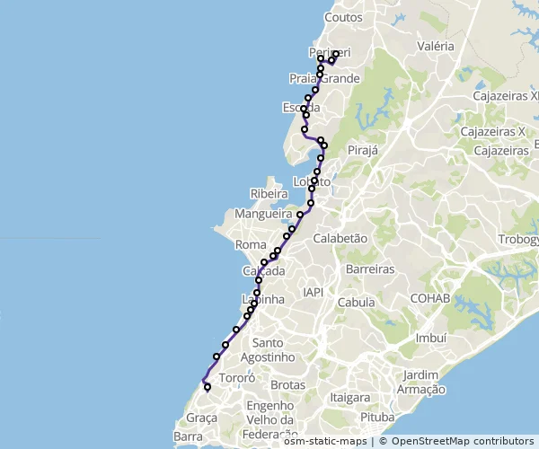Mapa do itinerário da linha