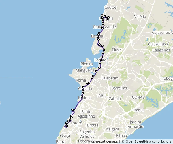 Mapa do itinerário da linha