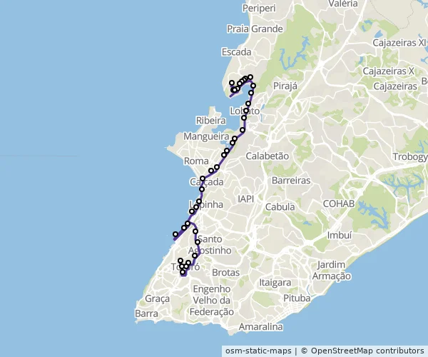 Mapa do itinerário da linha