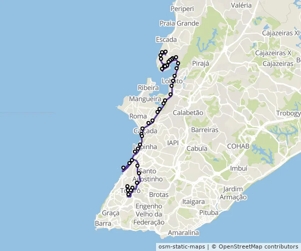 Mapa do itinerário da linha