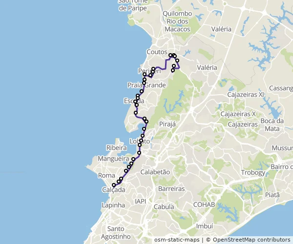 Mapa do itinerário da linha