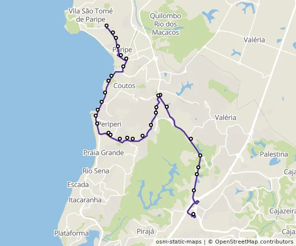 Mapa do itinerário da linha