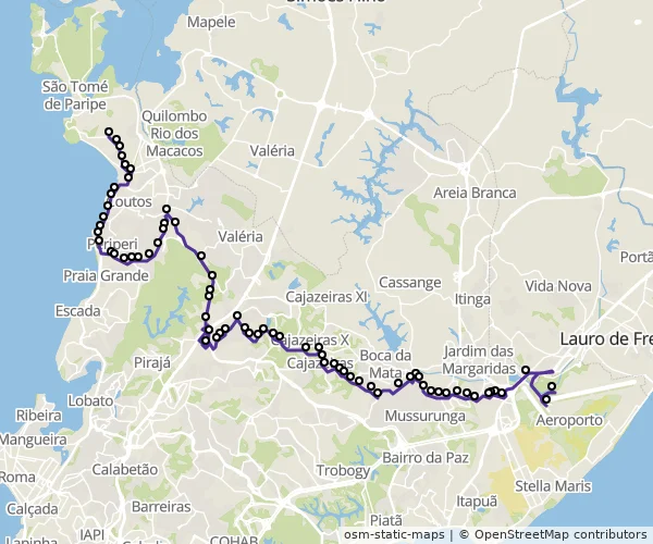 Mapa do itinerário da linha