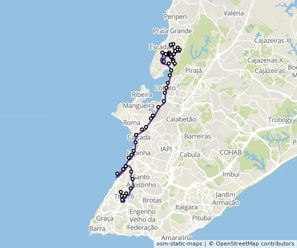 Mapa do itinerário da linha