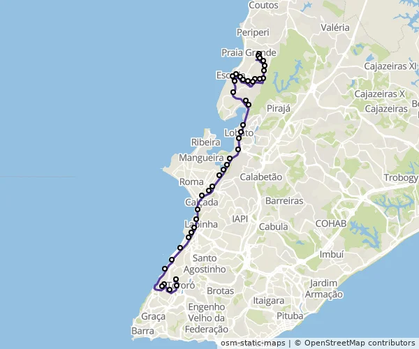 Mapa do itinerário da linha