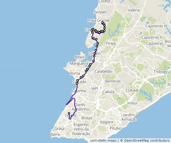 Mapa do itinerário da linha