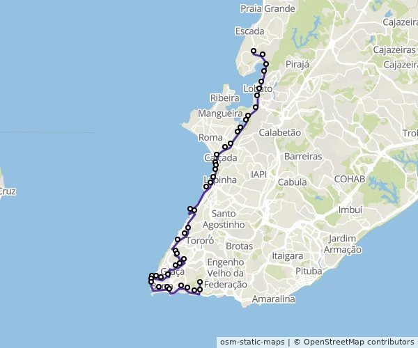 Mapa do itinerário da linha