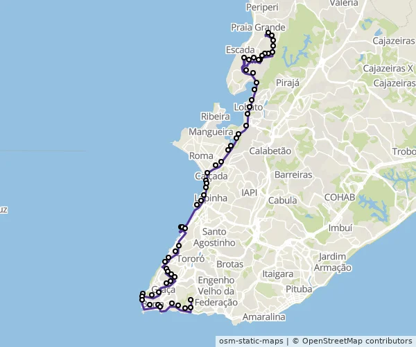 Mapa do itinerário da linha