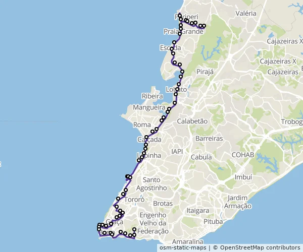 Mapa do itinerário da linha