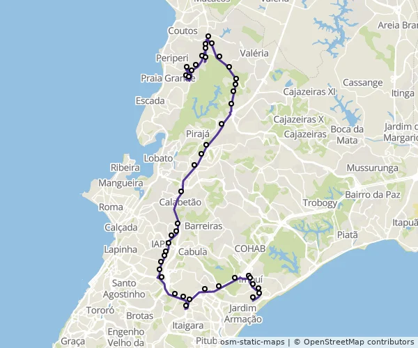 Mapa do itinerário da linha