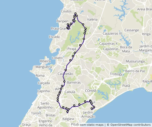 Mapa do itinerário da linha