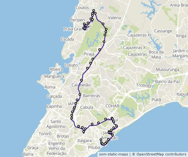 Mapa do itinerário da linha