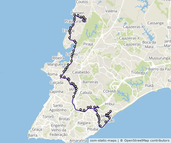 Mapa do itinerário da linha