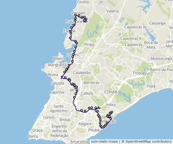 Mapa do itinerário da linha
