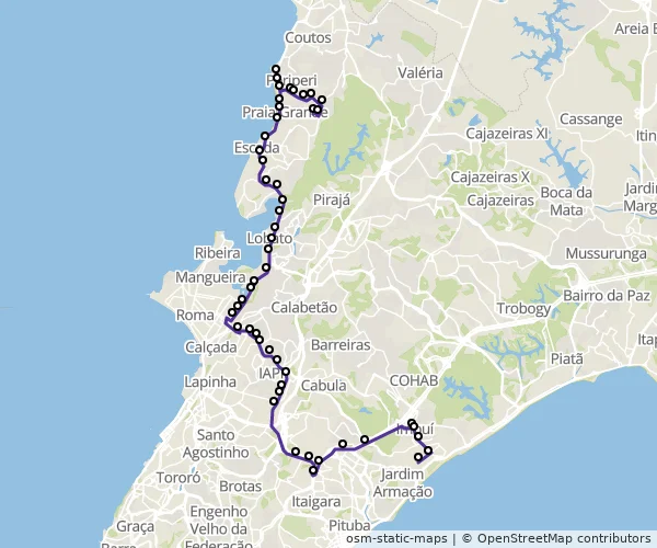 Mapa do itinerário da linha