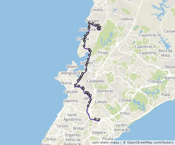 Mapa do itinerário da linha