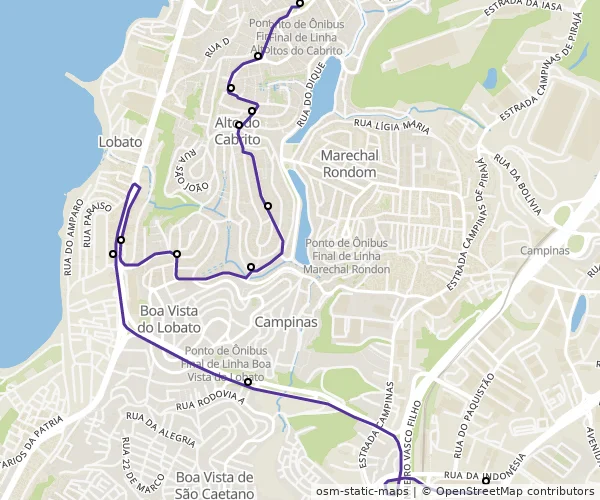 Mapa do itinerário da linha