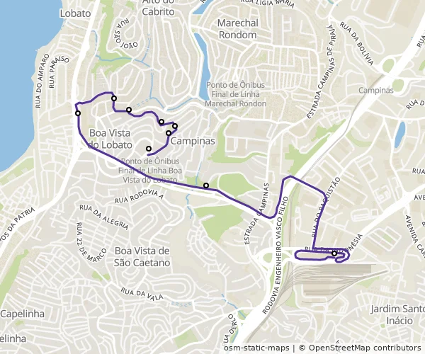Mapa do itinerário da linha