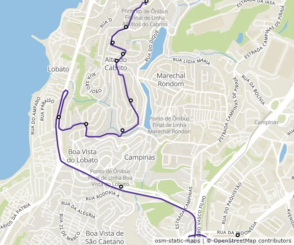 Mapa do itinerário da linha