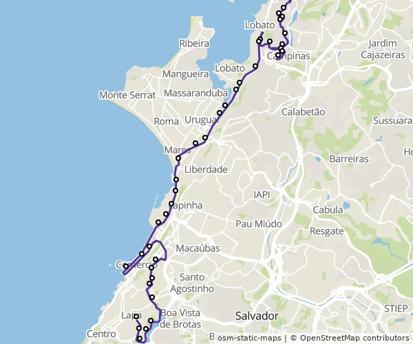 Mapa do itinerário da linha