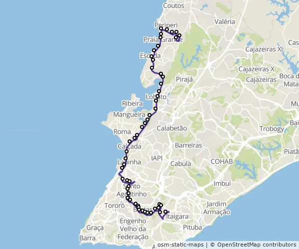 Mapa do itinerário da linha