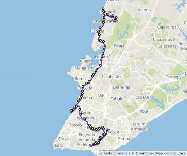 Mapa do itinerário da linha