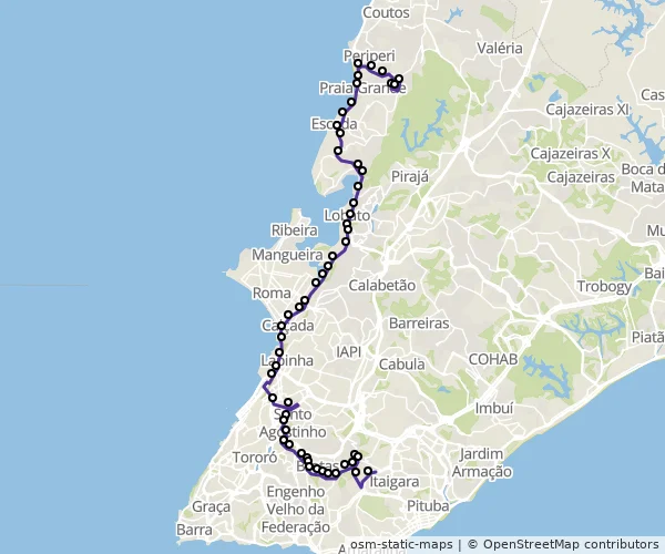Mapa do itinerário da linha