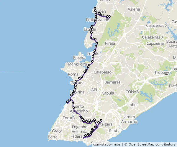 Mapa do itinerário da linha