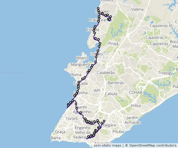 Mapa do itinerário da linha