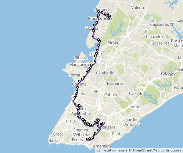 Mapa do itinerário da linha