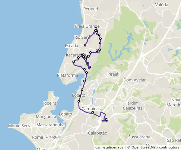 Mapa do itinerário da linha