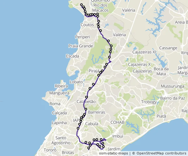 Mapa do itinerário da linha