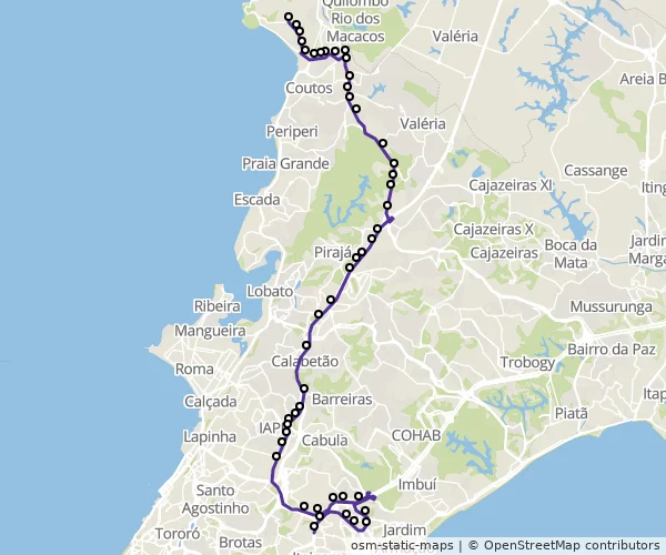 Mapa do itinerário da linha