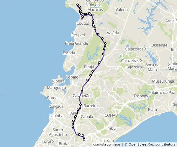 Mapa do itinerário da linha