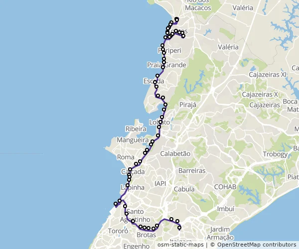 Mapa do itinerário da linha
