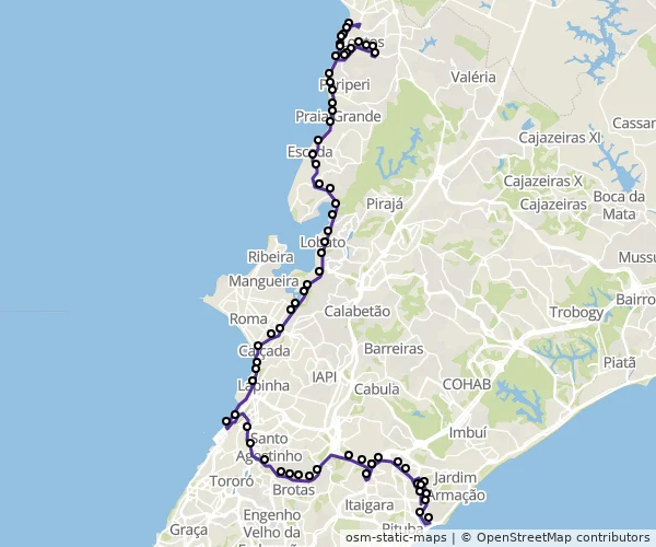 Mapa do itinerário da linha