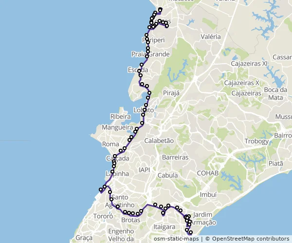 Mapa do itinerário da linha
