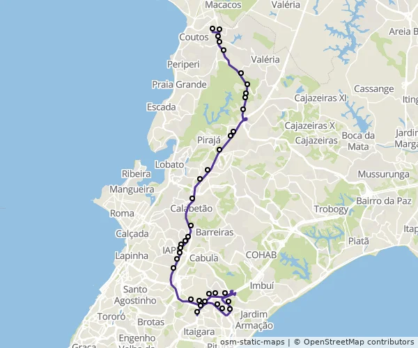 Mapa do itinerário da linha