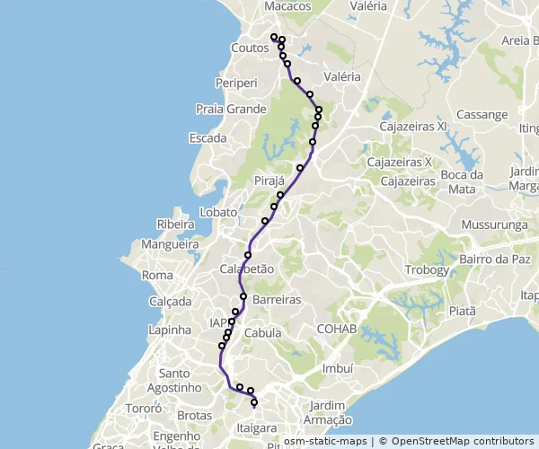 Mapa do itinerário da linha