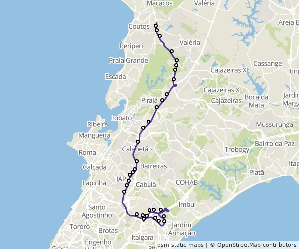 Mapa do itinerário da linha
