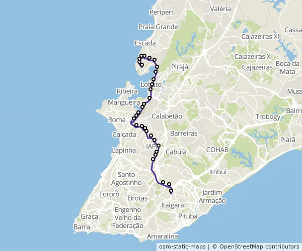 Mapa do itinerário da linha