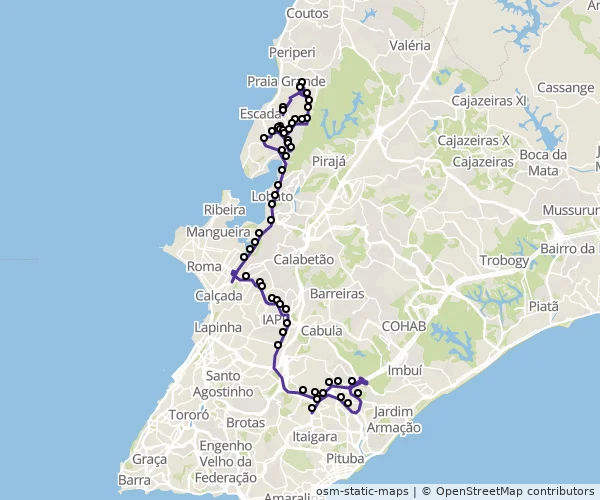 Mapa do itinerário da linha