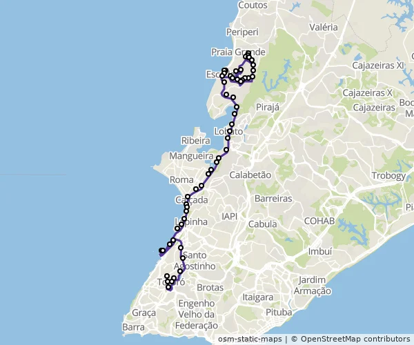 Mapa do itinerário da linha