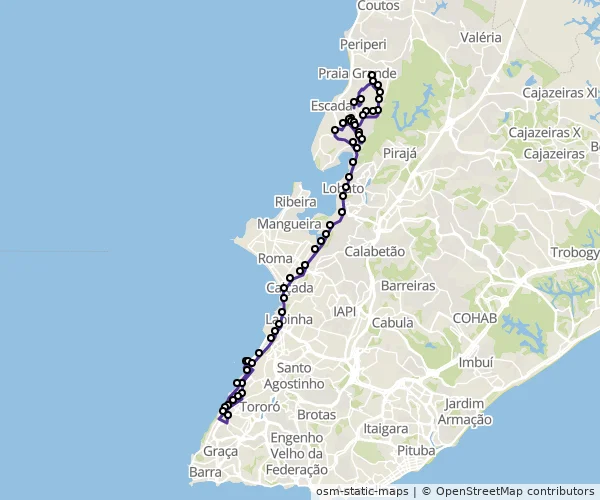 Mapa do itinerário da linha