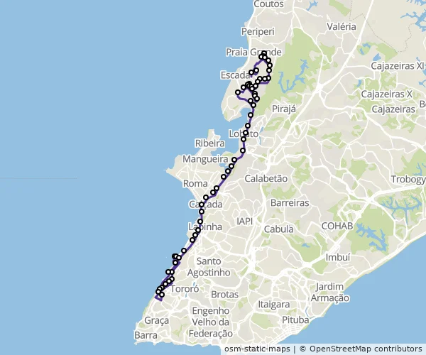 Mapa do itinerário da linha